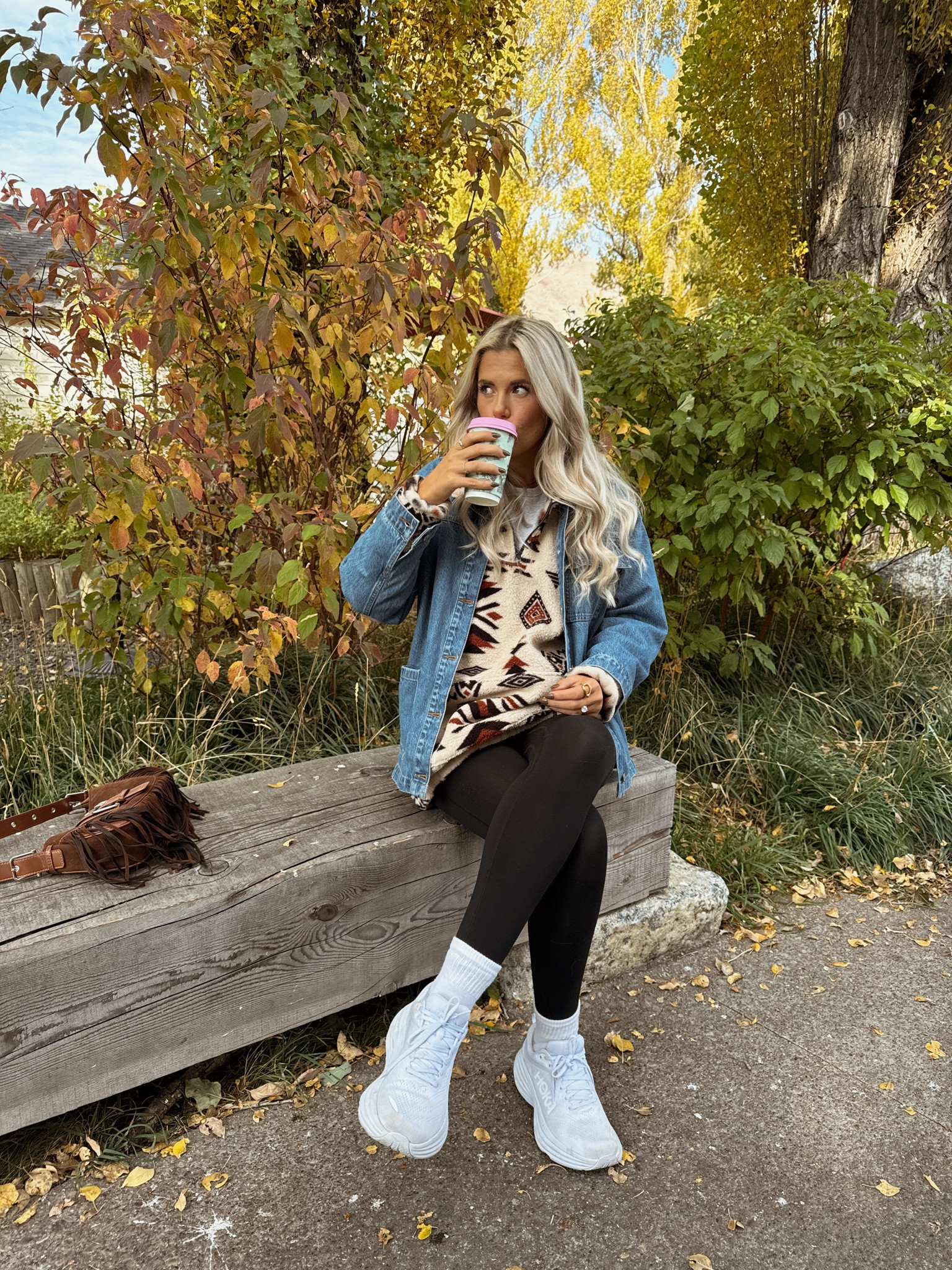 i sized way up to an XL in the serpa, size small in leggings + tts in white sneakers. size medium in denim jacket & linking similar :)

#LTKSeasonal #LTKStyleTip #LTKFindsUnder50