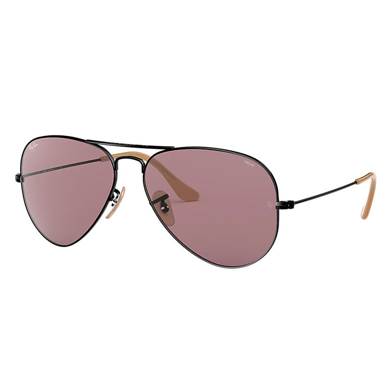 Ray-Ban Aviator Washed Evolve Black, Violet Lenses - RB3025 | Ray-Ban (US)