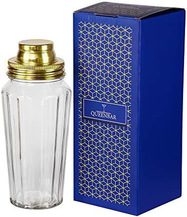 Glass Cocktail Shaker, 21oz Retro Mason Jar Martini Cocktail Shaker with Stainless Steel Cocktail... | Amazon (US)