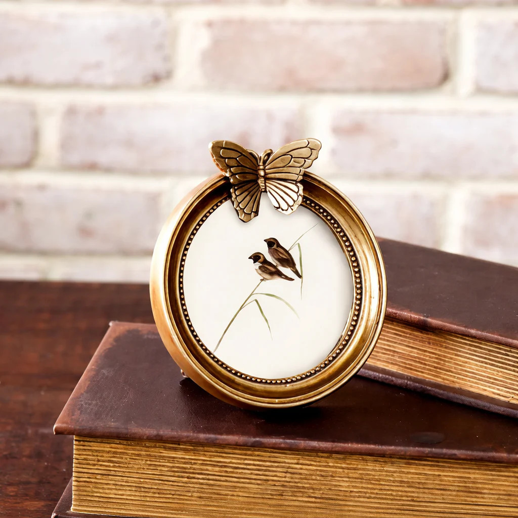 Round Golden Butterfly Frame  3.5 | River Chic Designs