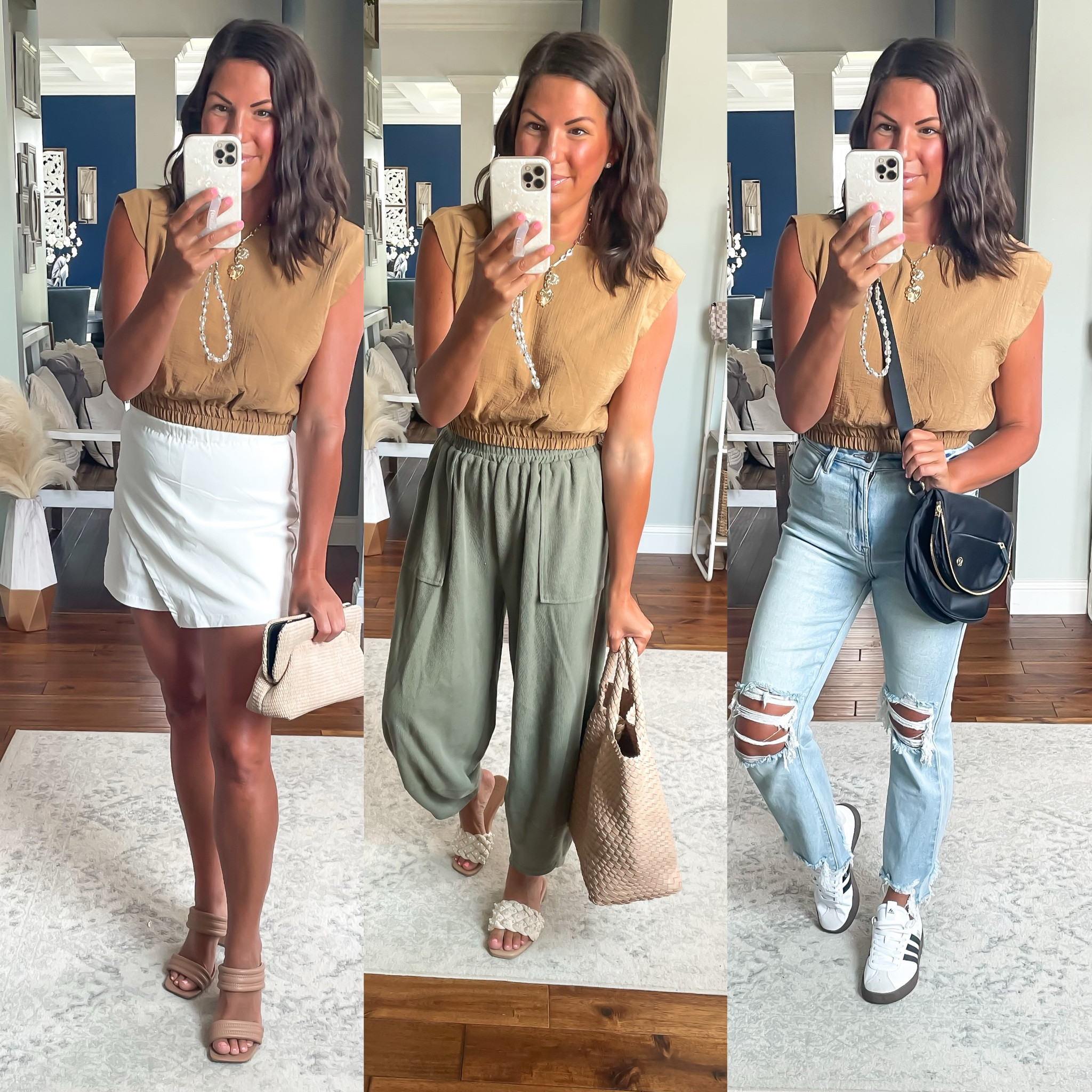 One blouse 3 ways
Summer to fall fashion 

#LTKFindsUnder50 #LTKStyleTip #LTKSeasonal