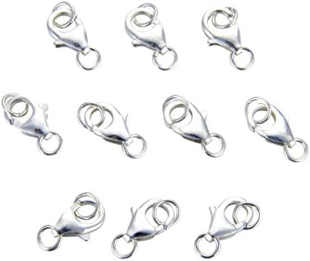 10 Sets fine 925 Sterling Silver Safety Lobster Claws Clasp with Closed Jump Rings Connect Neckla... | Amazon (US)