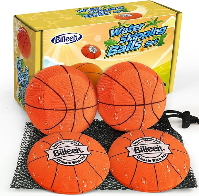 4Pcs Water Skipping Balls for Pool Play, Water Pool Beach Swim Toys for Kids Ages 4-8, 8-12 and A... | Amazon (US)
