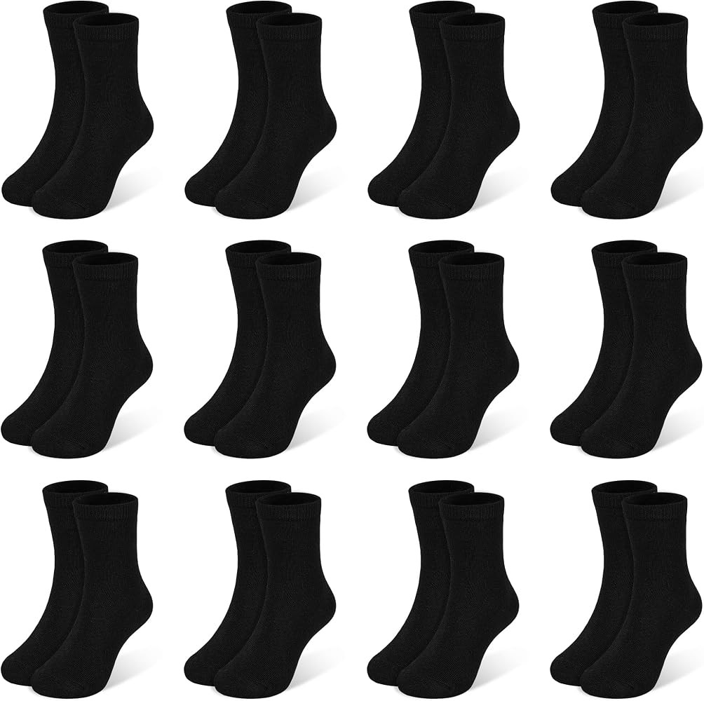 Kids Socks 12 Pairs Crew Socks for Toddler Boys Girls 1-14 Years | Amazon (US)