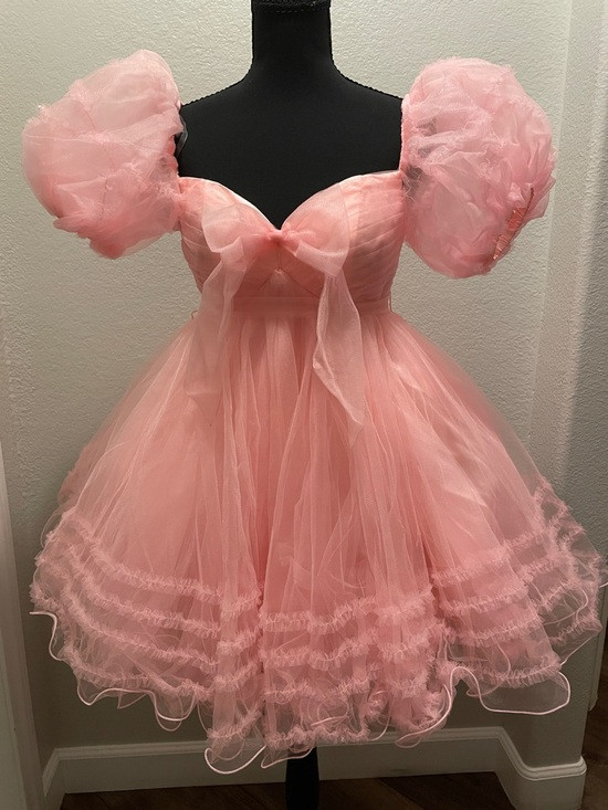 Romantic Pink Puff-Sleeve Tulle Mini Dress | Poshmark