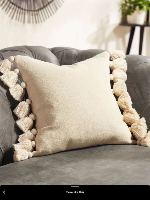 Boho pillows,Pom-pom Pillow,Decorative Pillows,Wedding,Moroccan pillows,Natural,Neutral,Beige Pil... | Etsy (US)