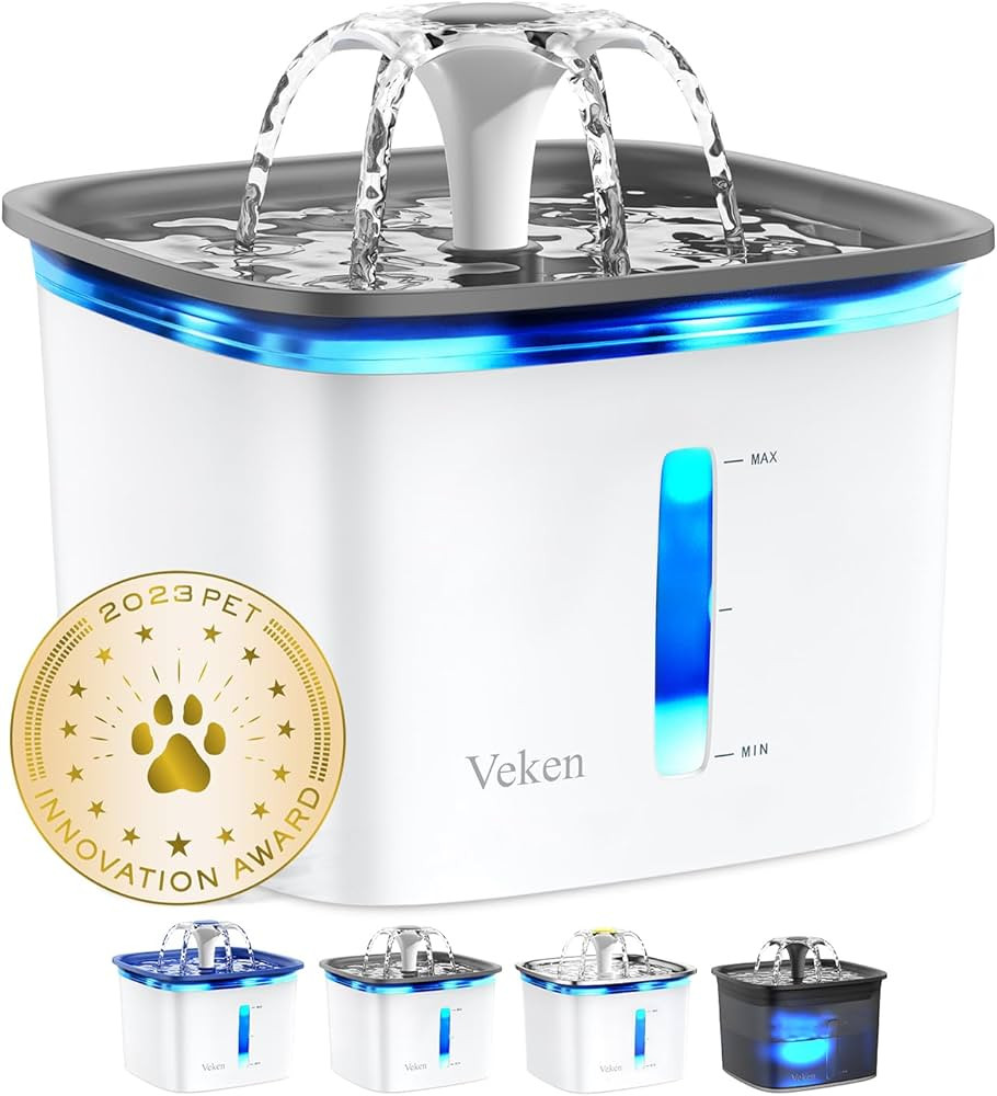 Veken 95oz/2.8L Pet Fountain, Automatic Cat Water Fountain Dog Water Dispenser with Replacement F... | Amazon (US)