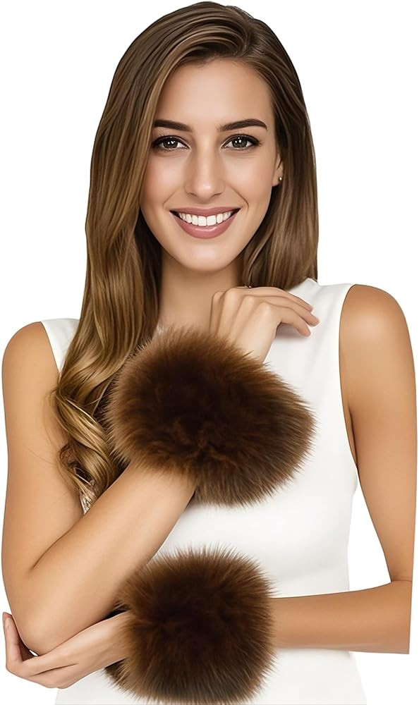 Lina & Lily Women's Winter Wrist Cuffs Warmers Faux Fur Fluffy | Amazon (US)