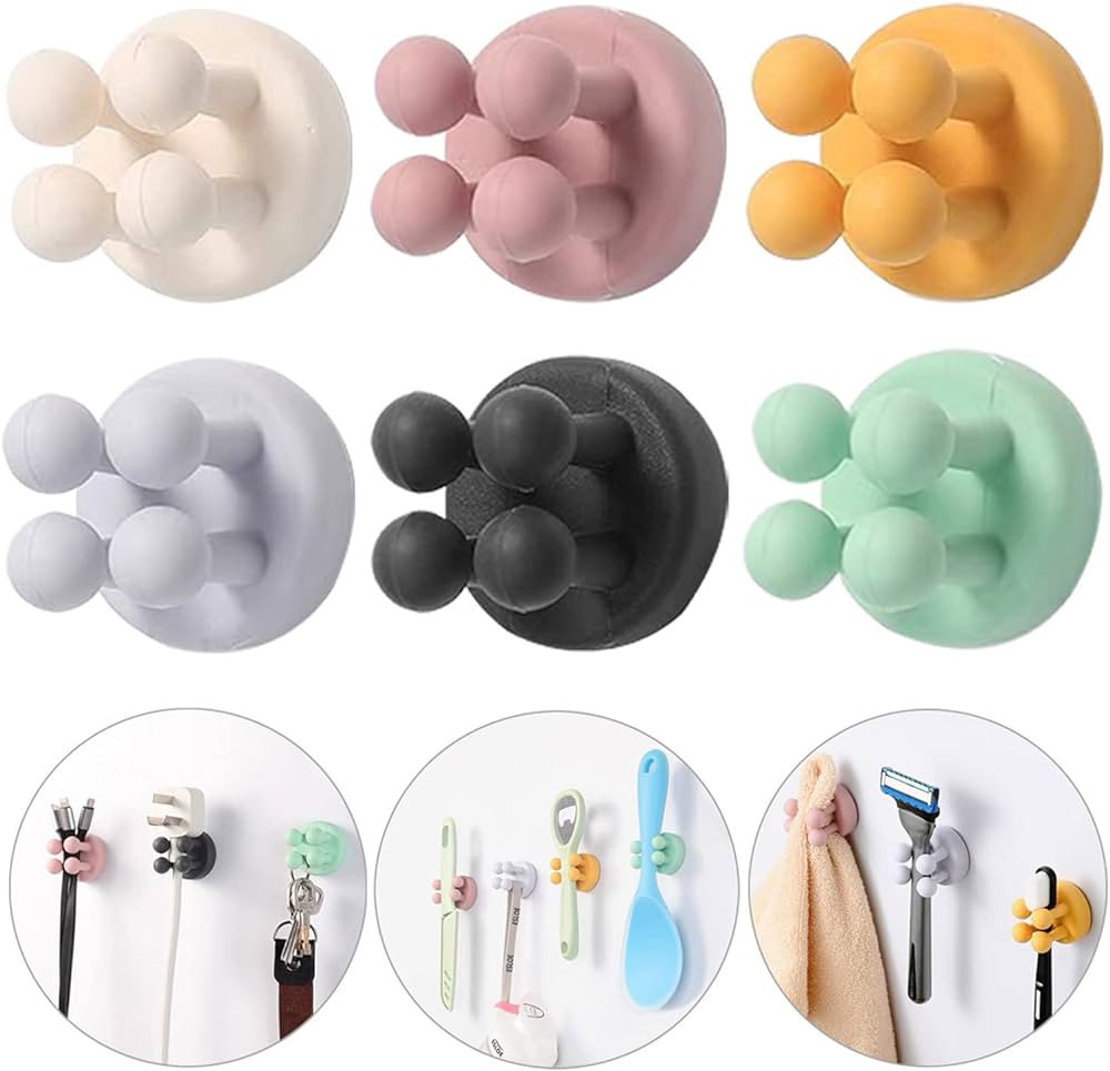 iBetterLife 6 Pcs Silicone Toothbrush Holders - Multi-Function Hook Waterproof Self Adhesive Wall... | Amazon (US)