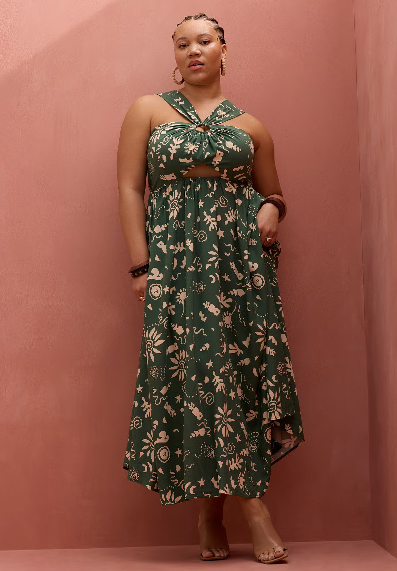 Crossing Straps Flare Maxi Dress | Eloquii