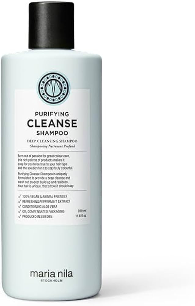 Maria Nila Purifying Cleanse, Shampoo 11.8 Fl Oz, Deep Cleansing, Removes Build-up & Residue, Peppermint & Aloe Vera Refresh and Condition Hair & Scalp | Amazon (US)