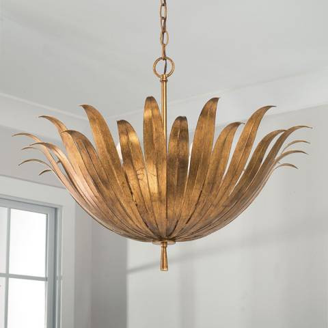 Capital Lighting Eden 24" Wide Antique Gold Metal Leaf Pendant Light | Lamps Plus