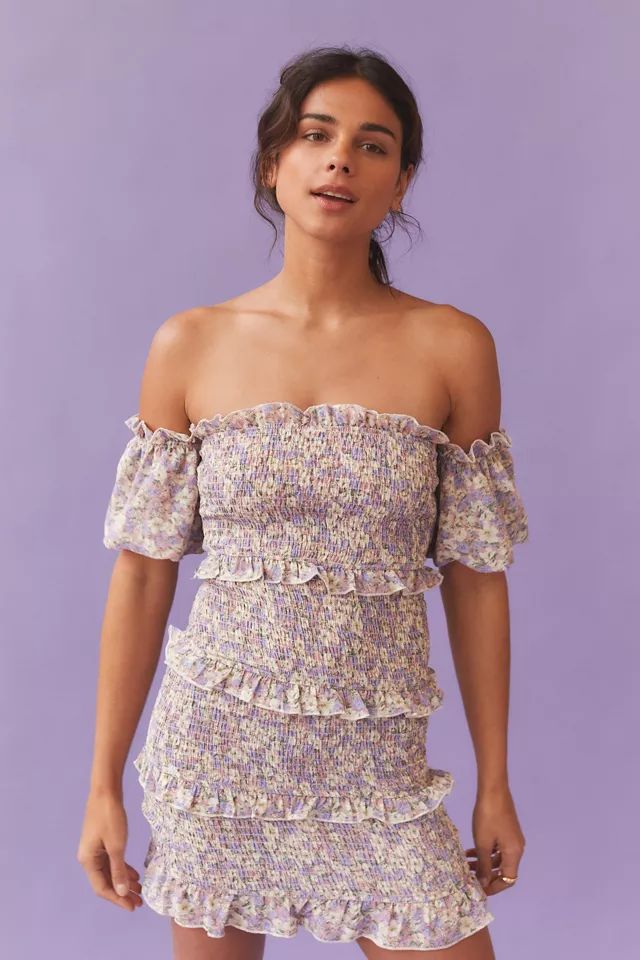 Kiss The Sky Smocked Off-The-Shoulder Dress | Urban Outfitters (US and RoW)