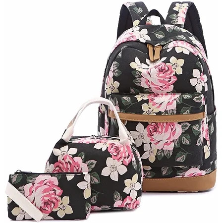 Floral Backpack Set Canvas Flower Bookbag 15 Laptop Backpack Teen Girls | Walmart (US)