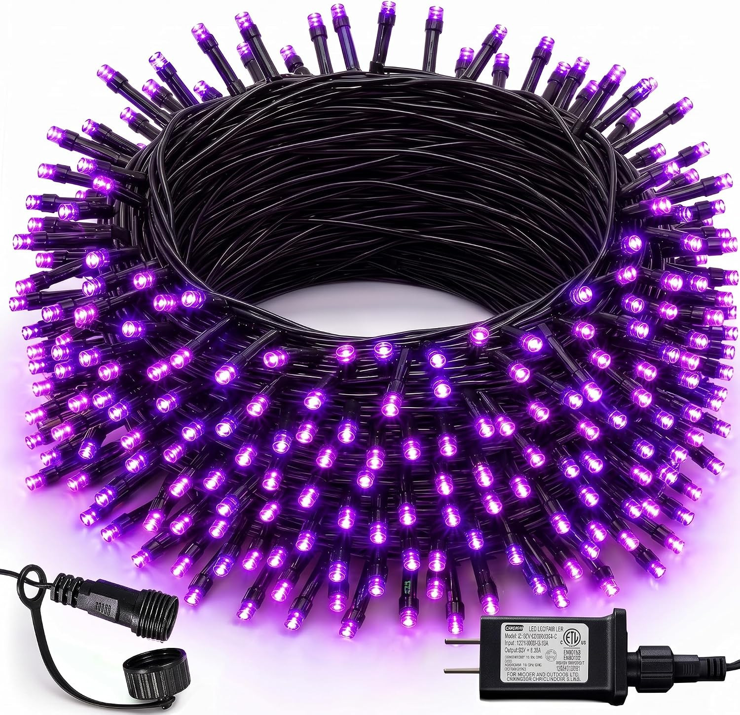 DAZZLE BRIGHT Halloween 300 LED String Lights, 100FT Connectable String Lights with 8 Lighting Modes, Halloween Decorations for Party Carnival Supplies, Indoor Outdoor Yard Garden Decor (Purple) | Amazon (US)