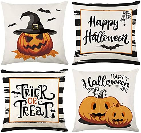 Wareon Halloween Decorations Throw Pillow Covers 18x18 Inches Set of 4 Halloween Decor Clearance ... | Amazon (US)