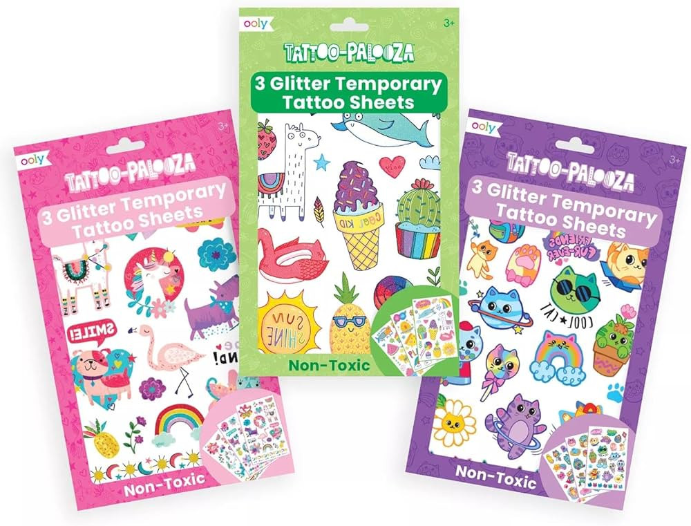 OOLY Glitter Tattoo-Palooza Over 150 Safe Non-Toxic Temporary Tattoos for Kids, Fake Tattoos as P... | Amazon (US)