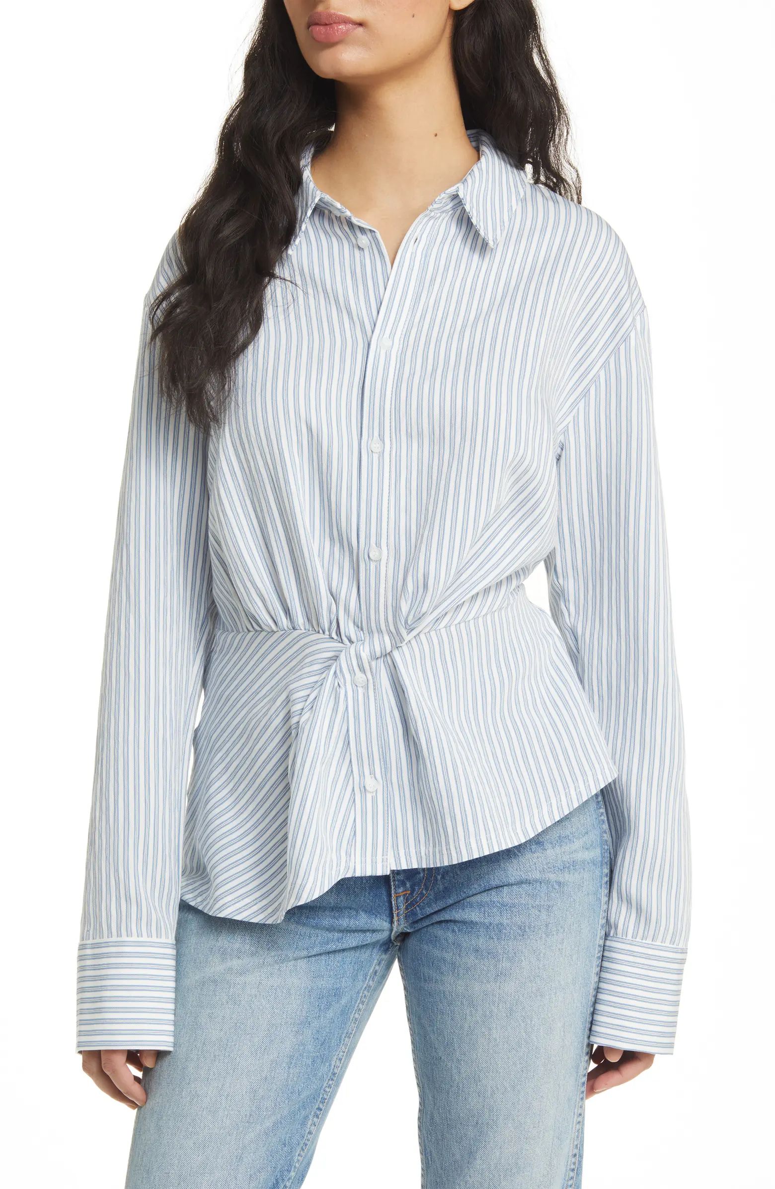 Stripe Twist Button-Up Shirt | Nordstrom
