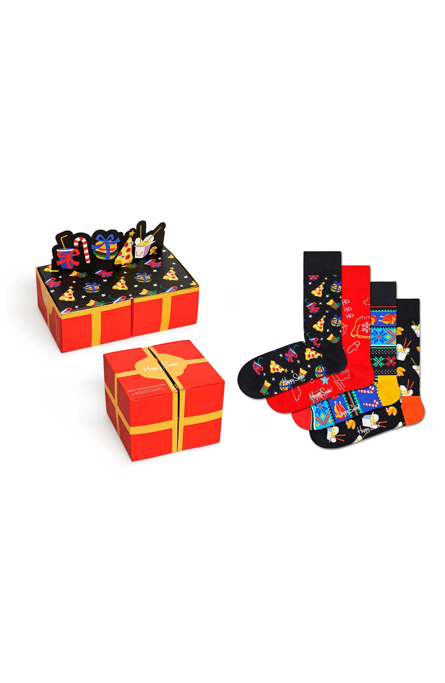 Happy Socks Assorted 4-Pack Happy Holiday Socks Gift Box | Nordstrom | Nordstrom
