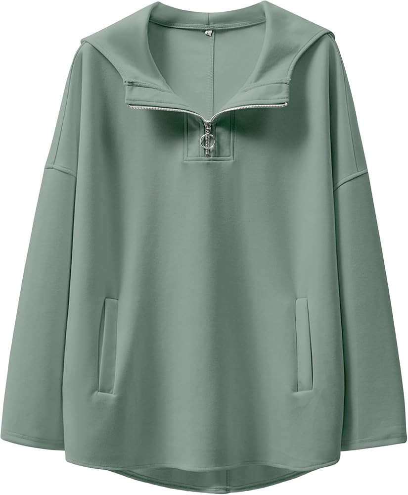 ANRABESS Womens Oversized Hoodie Quarter Zip Sweatshirts 2024 Fall Tunic Pullover Top Winter Tren... | Amazon (US)