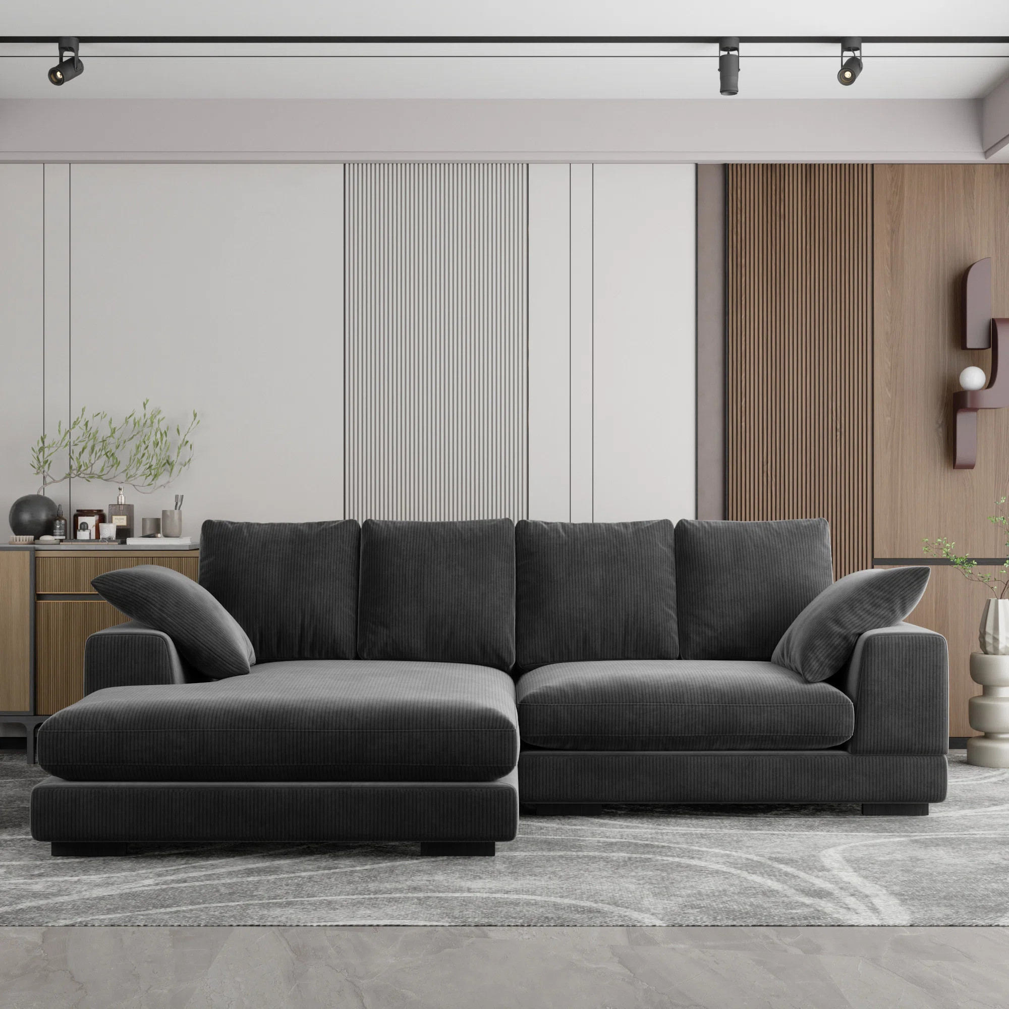 Daisy Cozy Corduroy L-Shaped Sectional | Wayfair North America