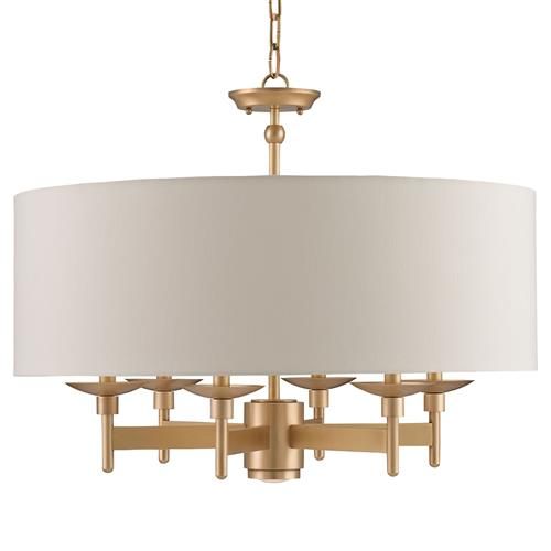 Brody Modern Classic Ivory Drum Antique Brass Chandelier | Kathy Kuo Home