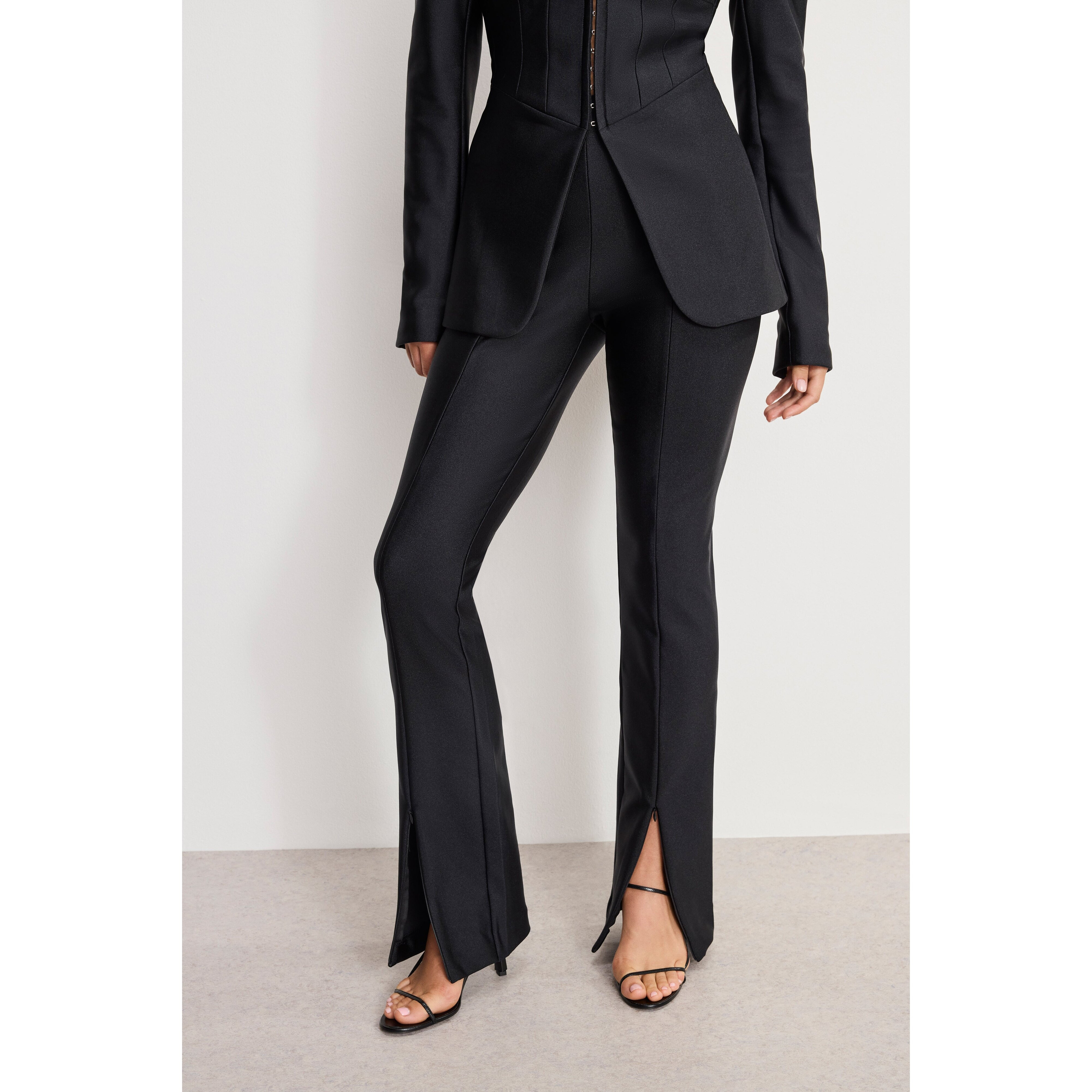 Women's Dolly Compression Shine Pull On Pants | Black, Size 1XL | Good American by Khlo� Kardashian | Good American