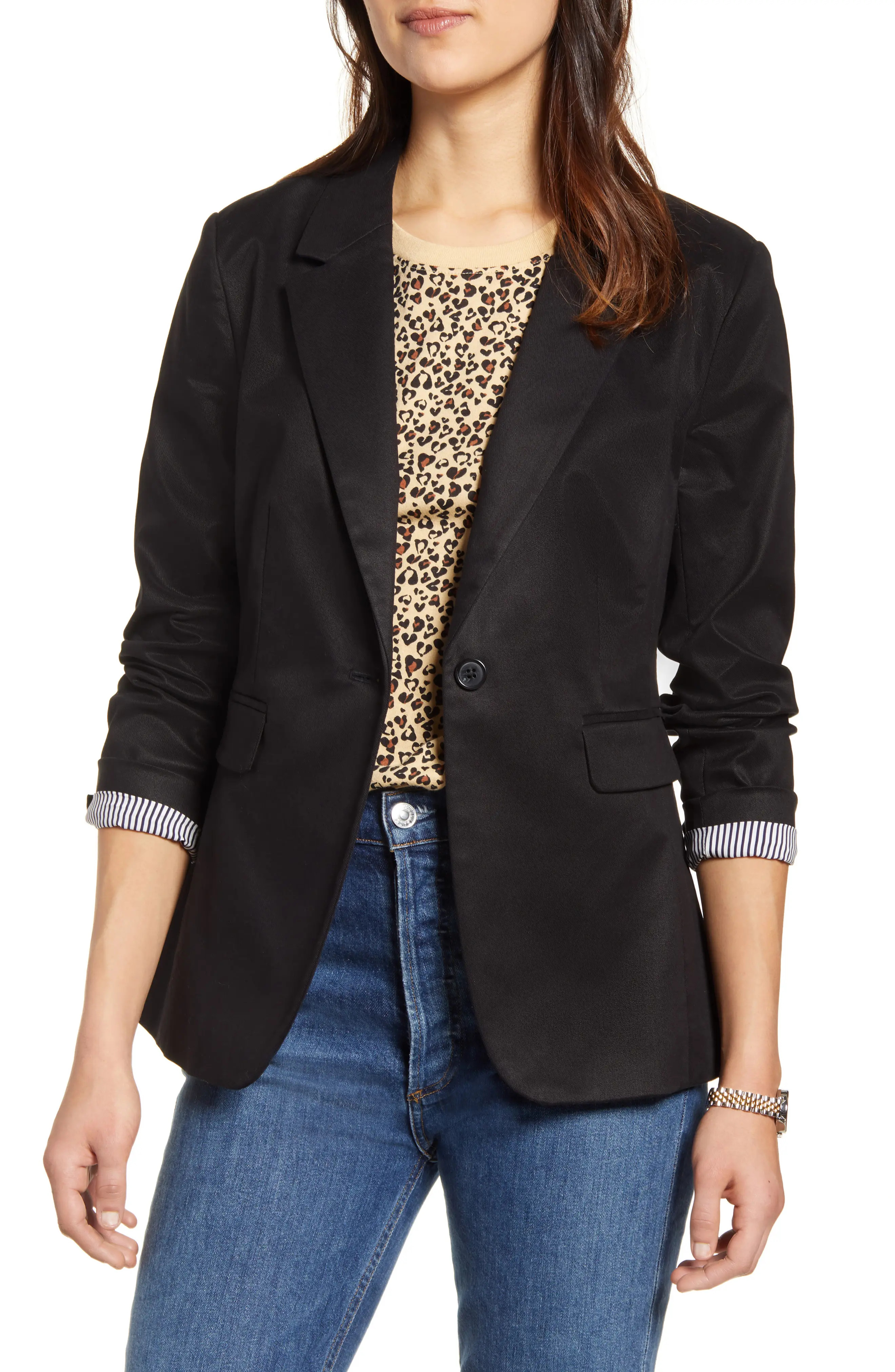 Women's 1901 Preppy Twill Blazer, Size 4 - Black | Nordstrom