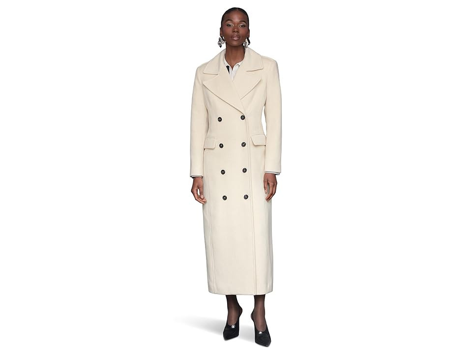 Avec Les Filles Double Breasted Maxi Coat Women's Coat Butter Cream : SM, Polyester/Wool | Zappos
