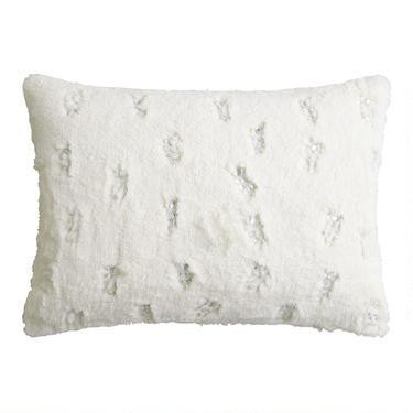 Pier Place Silver Faux Fur Embroidered Lumbar Pillow | World Market