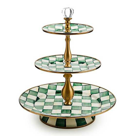 Emerald Check Three Tier Sweet Stand | MacKenzie-Childs