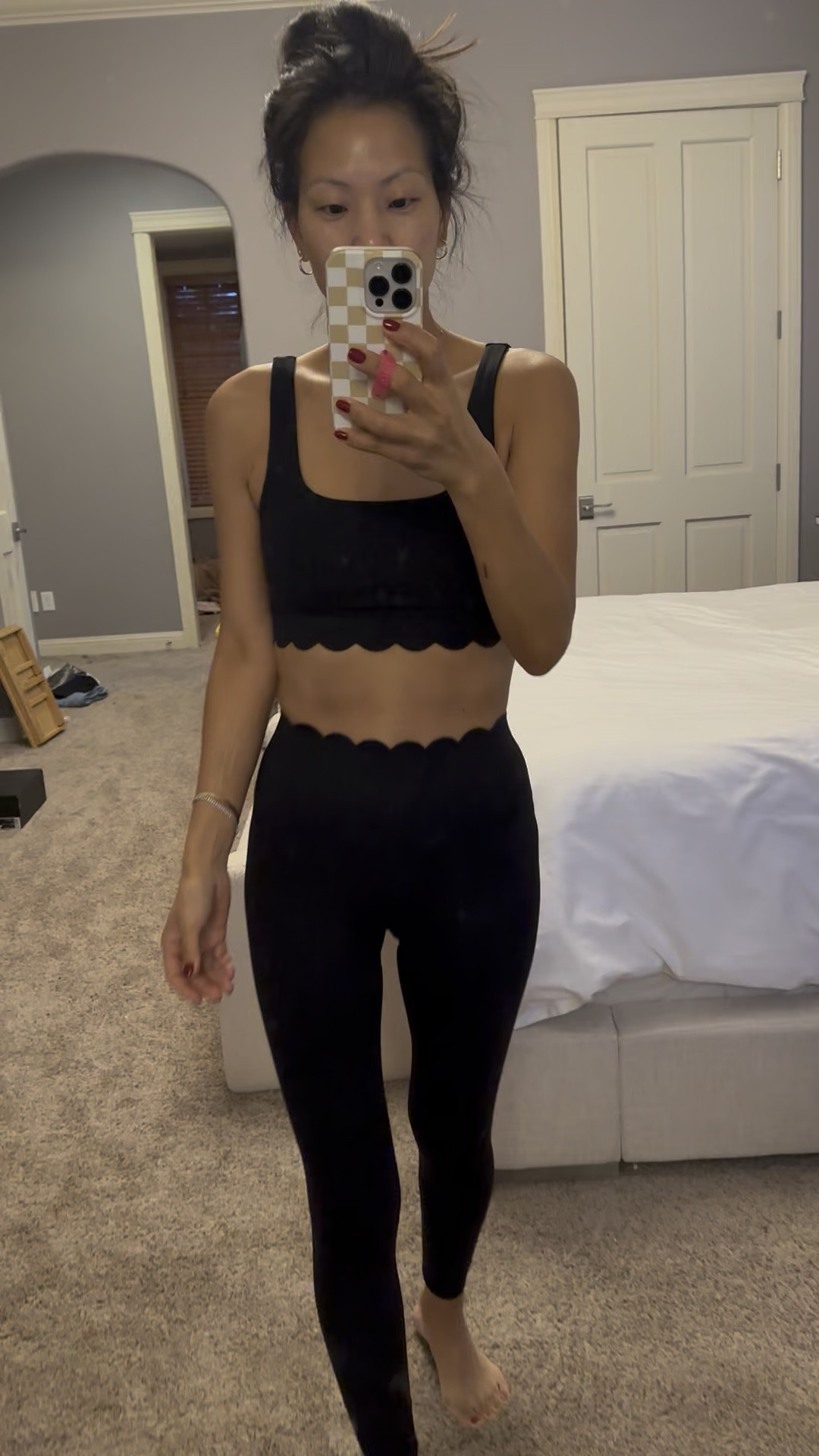 The cutest workout set to start 2025 off with a 💥! Material is incredible, esp for the price — pants have a bit of compression so they’re great to work out in, and hello, SCALLOPS?! 😍 obsessed. Fits true to size - wearing size small in both top and bottom! #workoutset #workoutclothes #fitcheck 

#LTKSaleAlert #LTKActive #LTKFindsUnder50