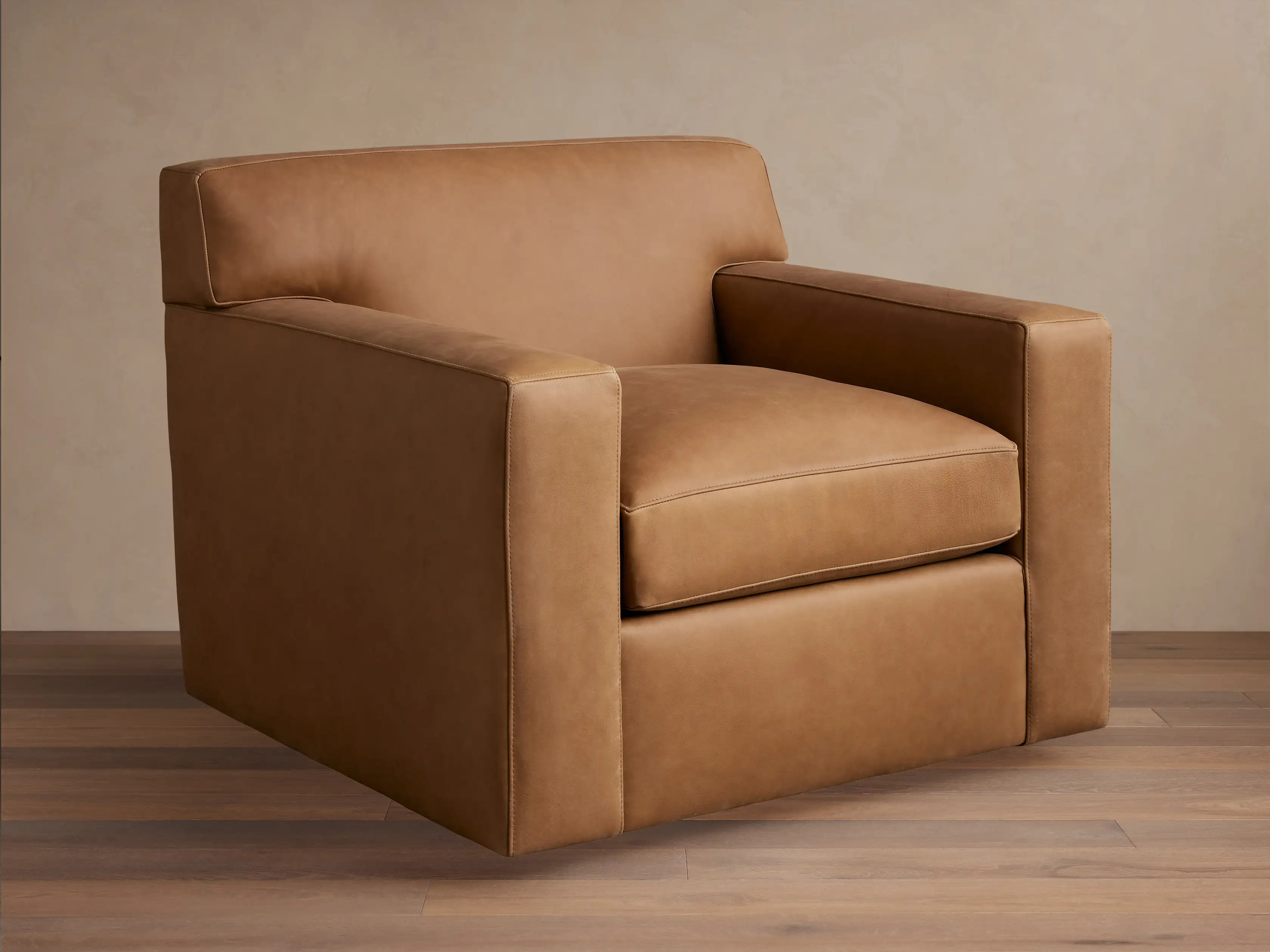 Bronte Leather Swivel Chair | Arhaus