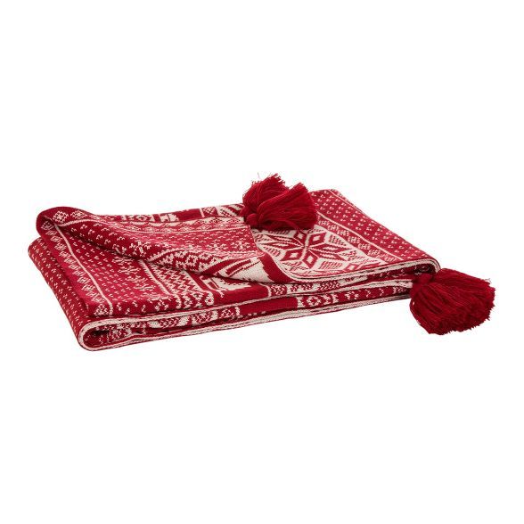 50" x 60" Knitted Acrylic Throw Blanket with Tassels Red - Glitzhome | Target