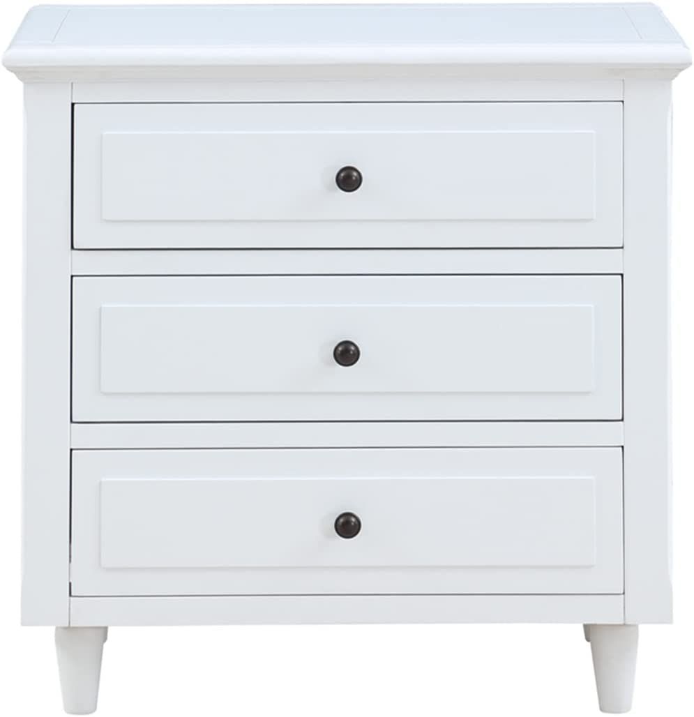 Bellemave 3-Drawer Nightstand, Wood Bedside Table Cabinet with Solid Pine Wood Legs, White | Amazon (US)