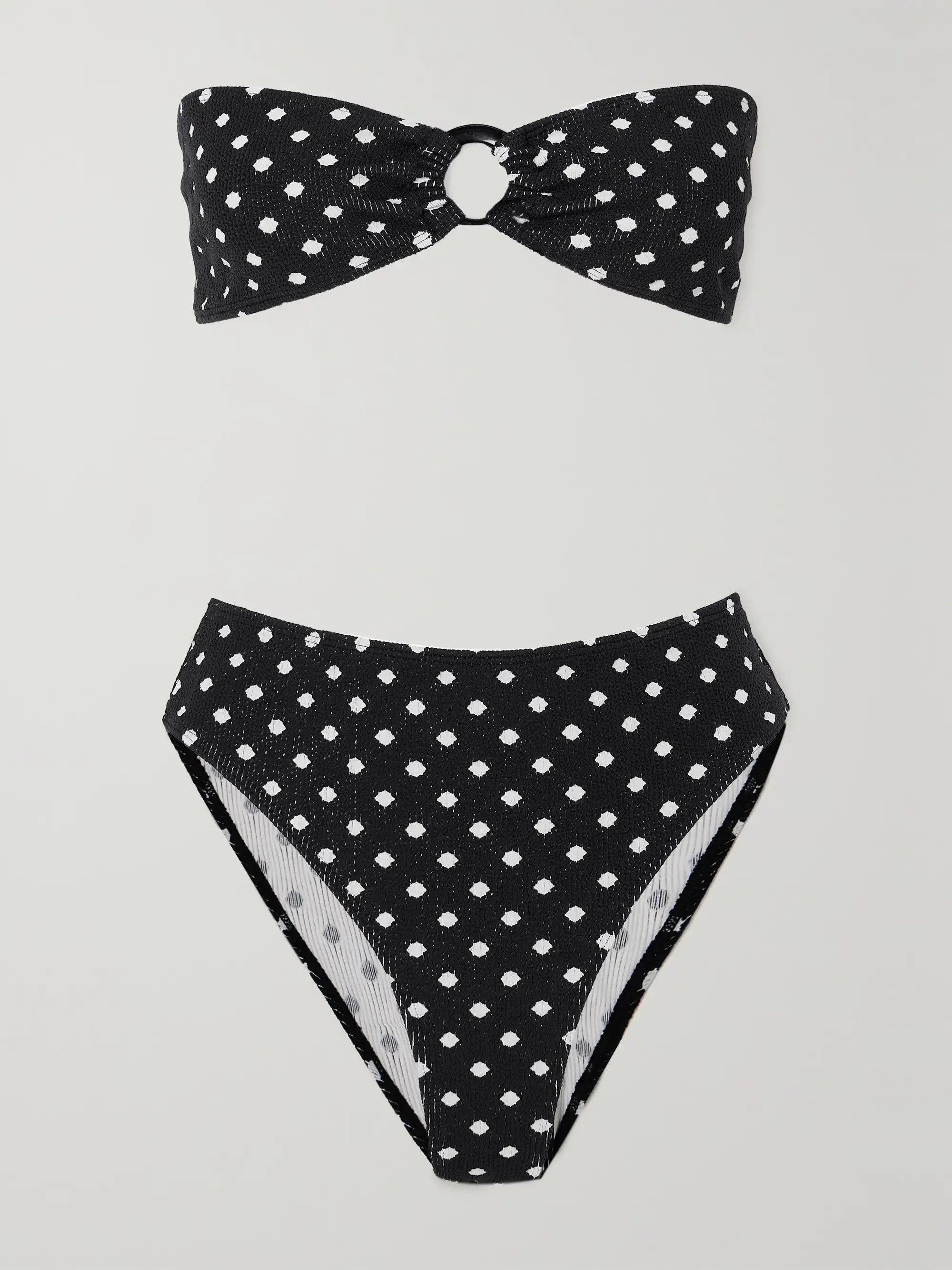 Maria embellished polka-dot seersucker bikini | NET-A-PORTER (US)