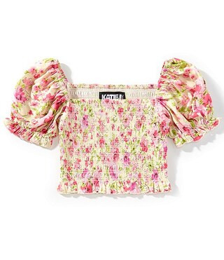 Big Girls Marlee Tropical Floral Smocked Top | Dillard's