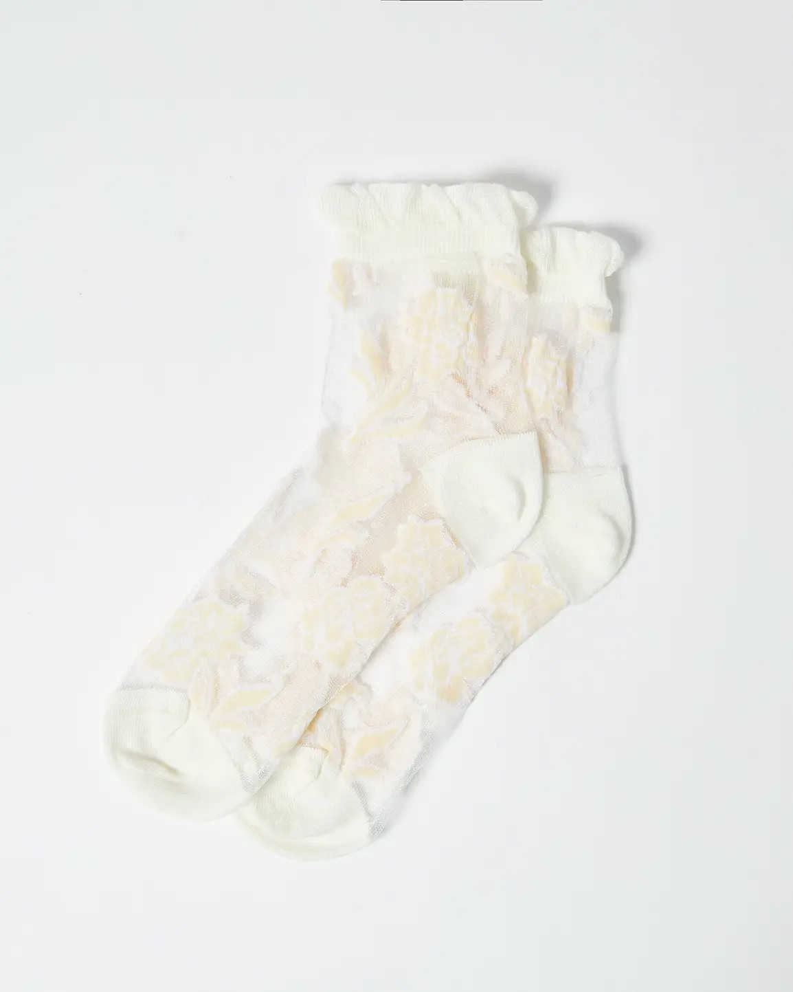 White Floral Sheer Ankle Socks | Oliver Bonas | Oliver Bonas (Global)