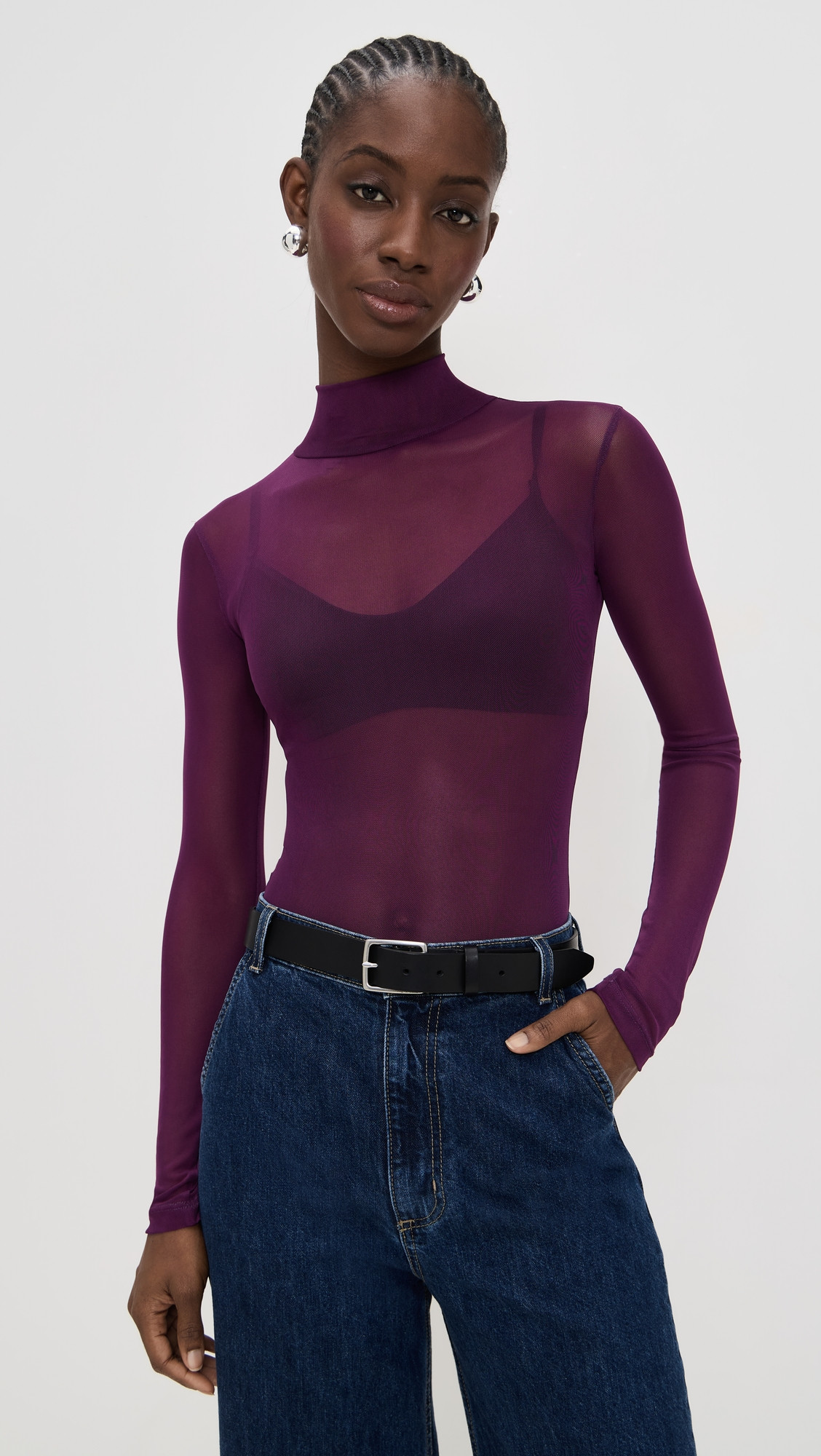 LE BOP Margot Thong Bodysuit Plum XXS | Shopbop