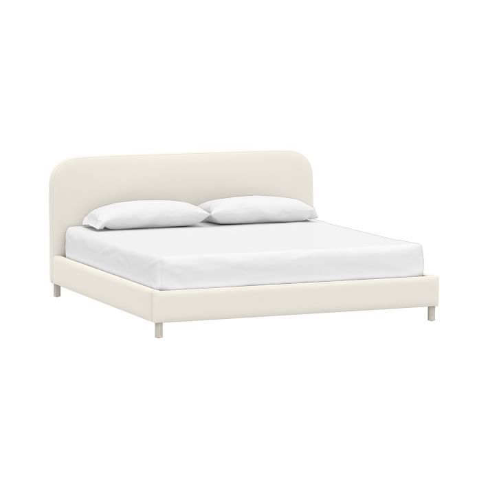 Miller Platform Upholstered Bed, Full, Everyday Velvet Ivory | Pottery Barn Teen