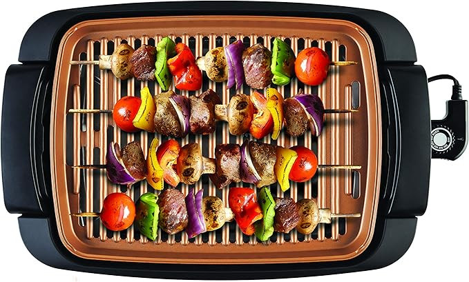 BELLA Indoor Smokeless Grill, 12 x 16 Inch Copper Titanium Coated Nonstick Cooking Surface, Multi... | Amazon (US)