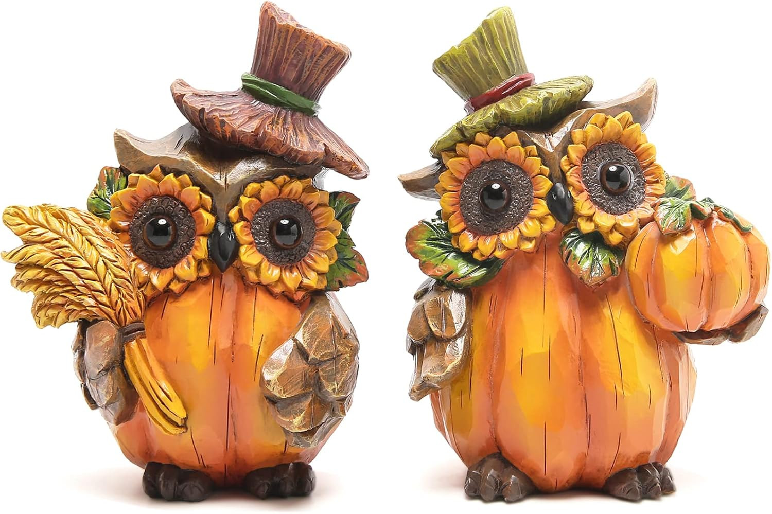 Hodao Fall Thanksgiving Pumpkin owl Table Decorations for Home, Resin Owl Give Thanks Fall Center... | Amazon (US)