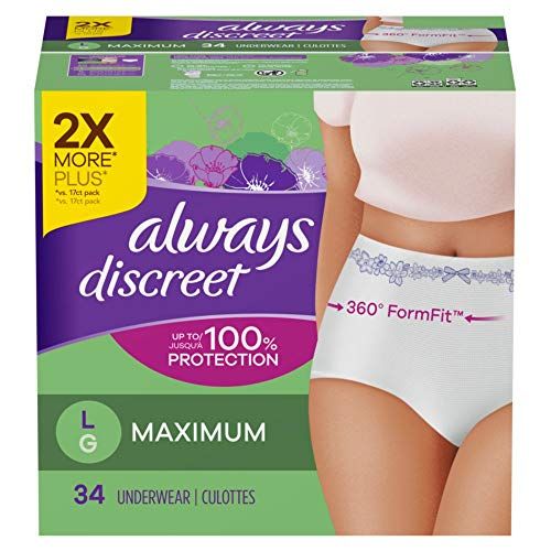 Always Discreet for Sensitive Skin Postpartum Incontience Underwear, Size L, Maximum Absorbency, 34  | Amazon (US)