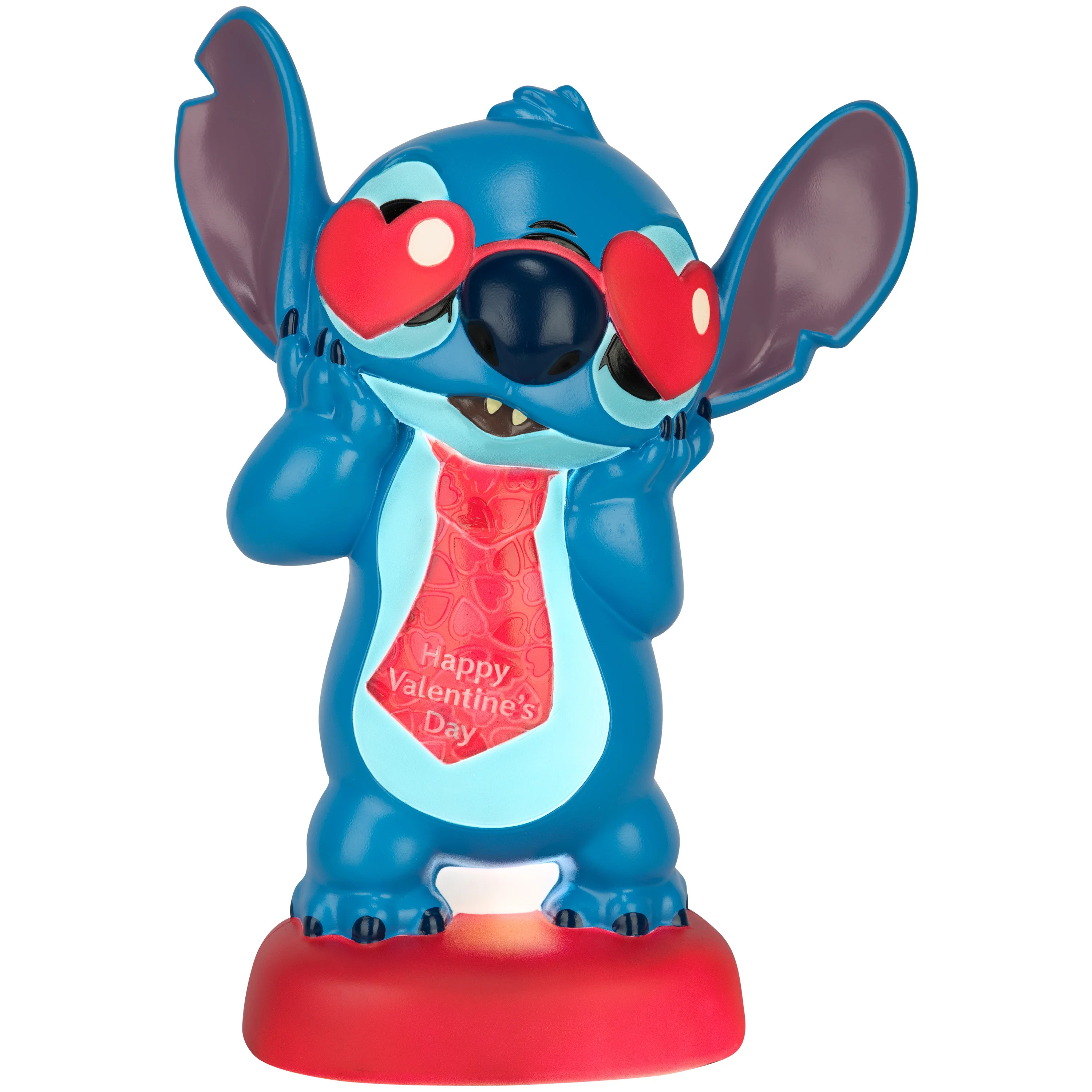 Valentines Day Lighted 12'' Disney Blow Mold Decor Stitch with Heart Sunglasses and Red Tie | Walmart (US)