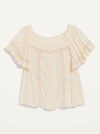 Oversized Clip-Dot Crochet-Lace Button-Front Blouse for Women | Old Navy (US)