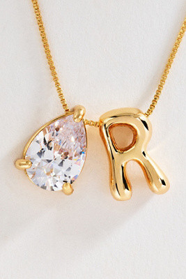 Initial Charm and Pear-Cut Stone Necklace | Anthropologie (US)