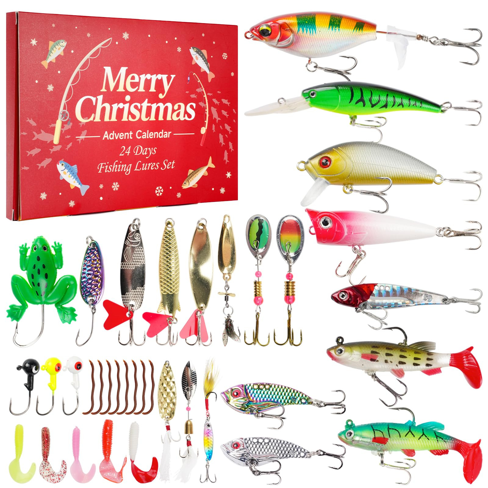 Advent Calendar 2025 Fishing Lure Set: Soft Hard Fishing Lures for Freshwater and Saltwater 24 Da... | Amazon (US)