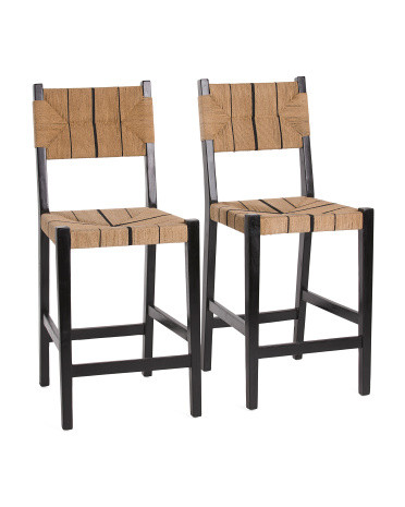 Set Of 2 Natural Striped Counter Stools | Marshalls