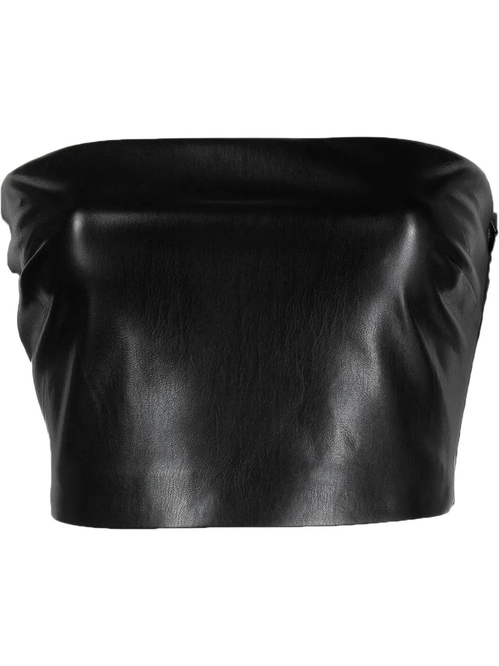 THE ANDAMANE Crop faux-leather Bandeau Top  - Farfetch | Farfetch Global