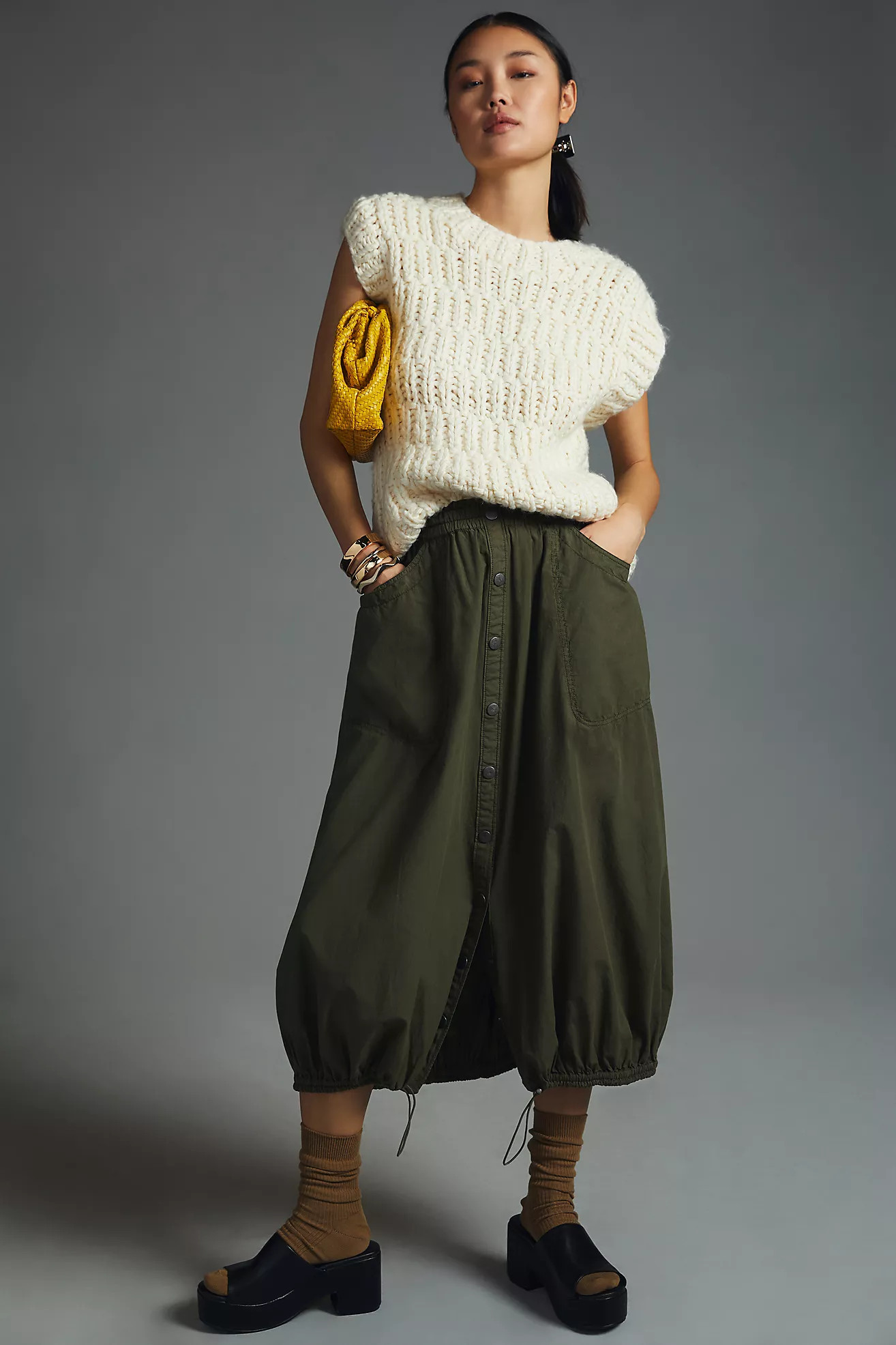 Pilcro Buttondown Bubble Skirt | Anthropologie (US)